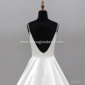 Modern Plain Style Simple Strapless V Neck Illusion Backless Bridal Gowns Wedding Dresses Chapel Train